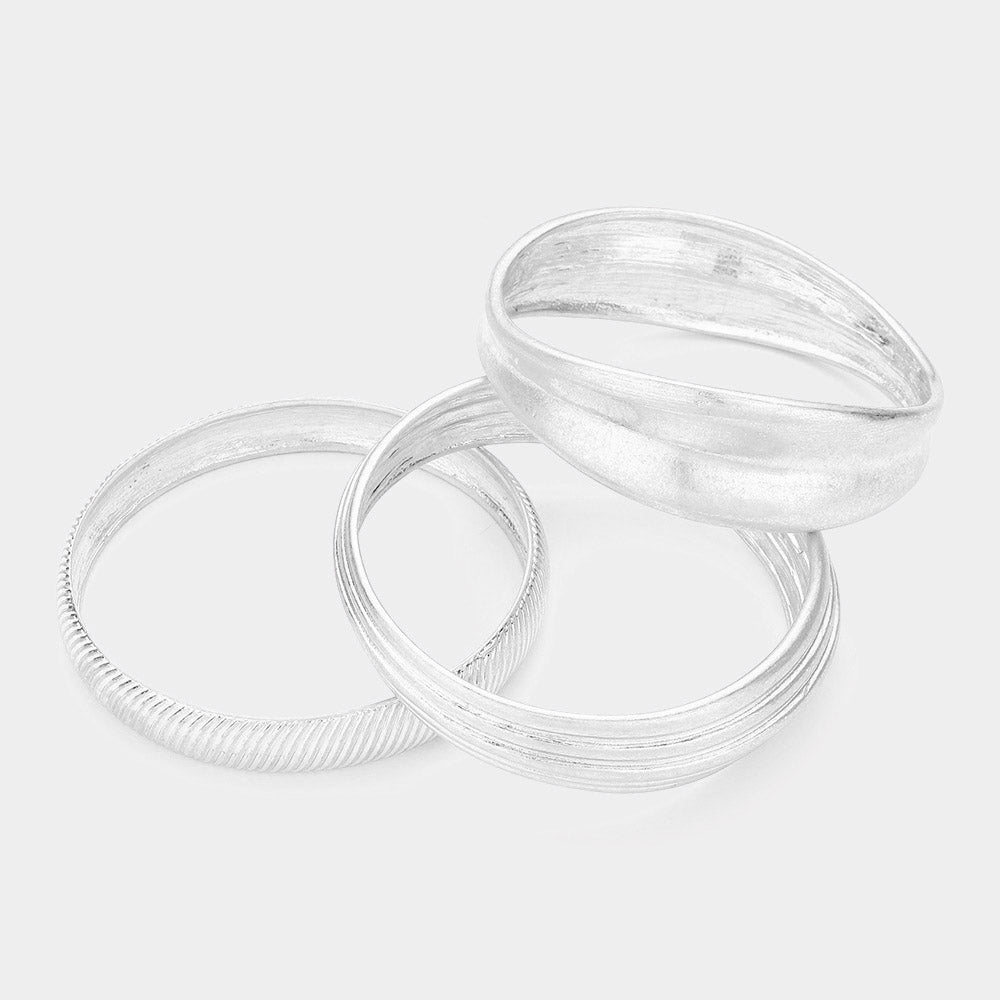 iLLASPARKZ 3PCS - Worn Metal Multi Layered Bangle Bracelets