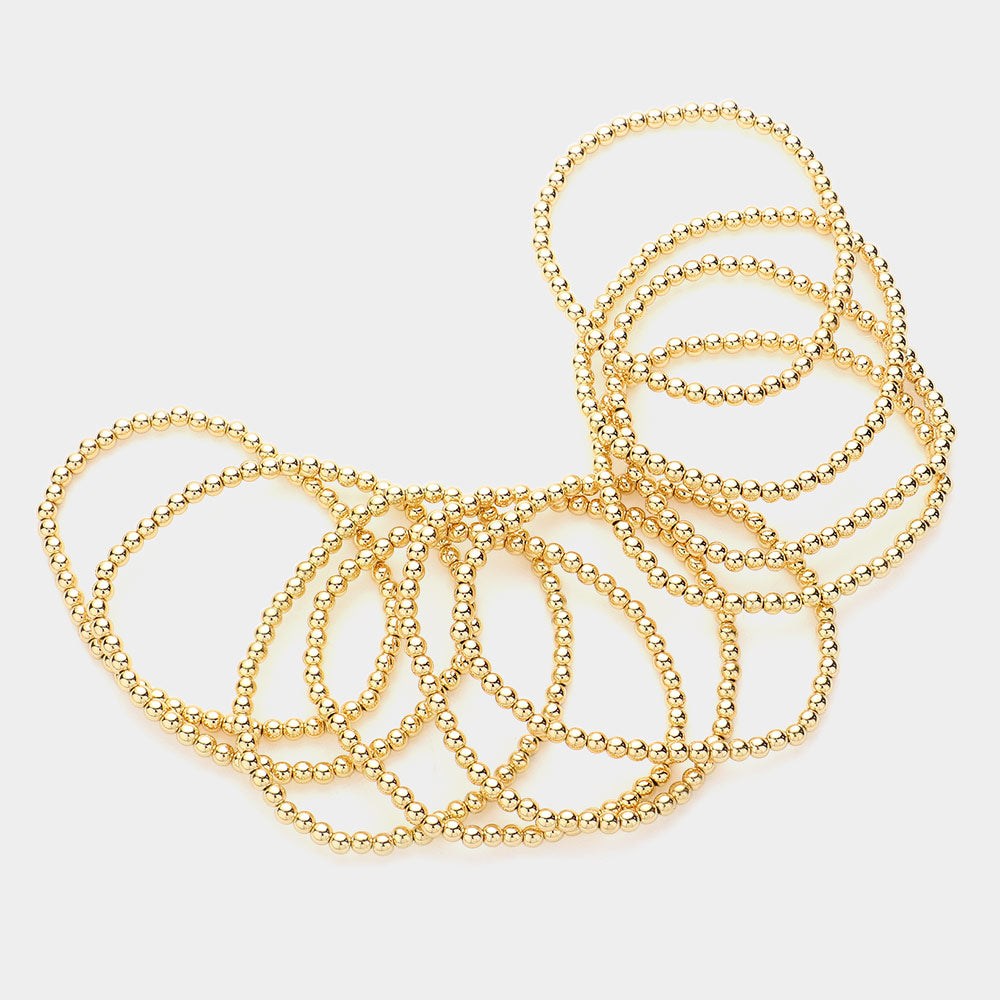 iLLASPARKZ 10PCS - Metal Ball Beaded Stretch Multi Layered Bracelets