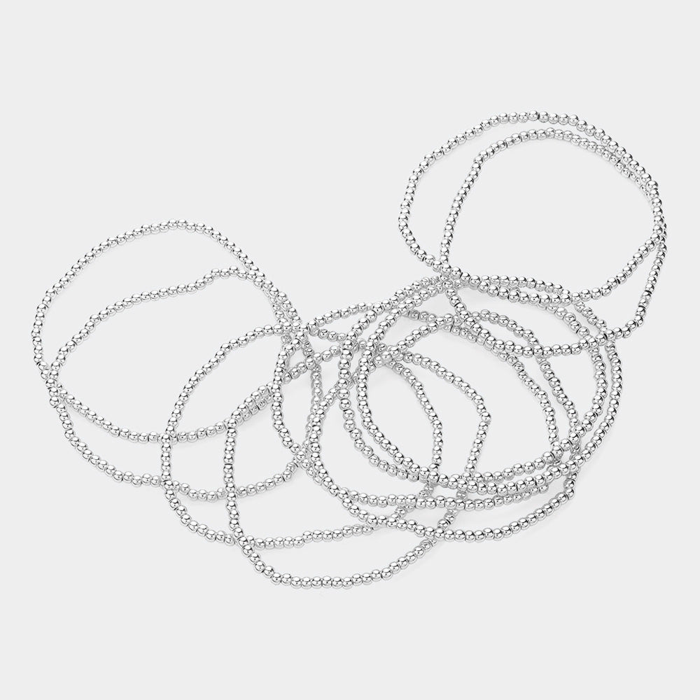 iLLASPARKZ 10PCS - Metal Ball Stretch Multi Layered Bracelets