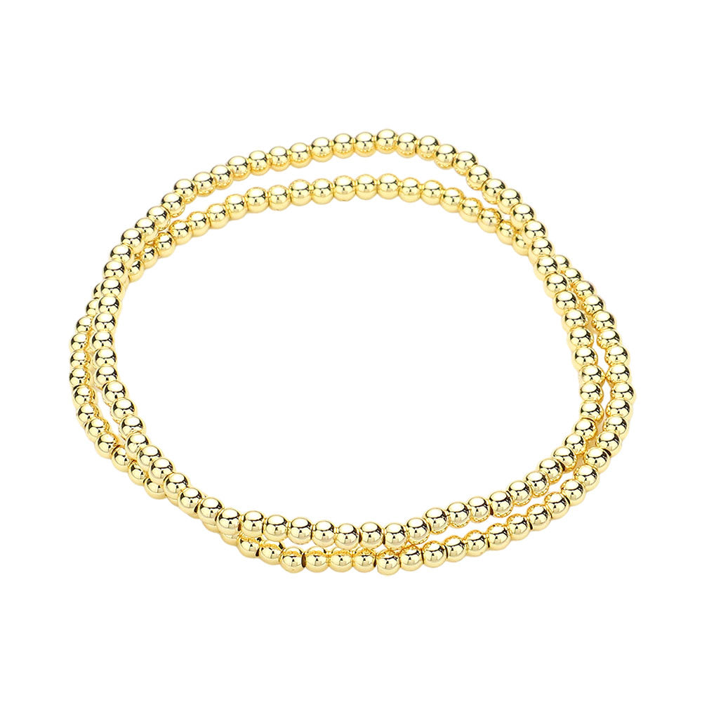 iLLASPARKZ 2PCS - Stainless Steel Ball Stretch Multi Layered Bracelets