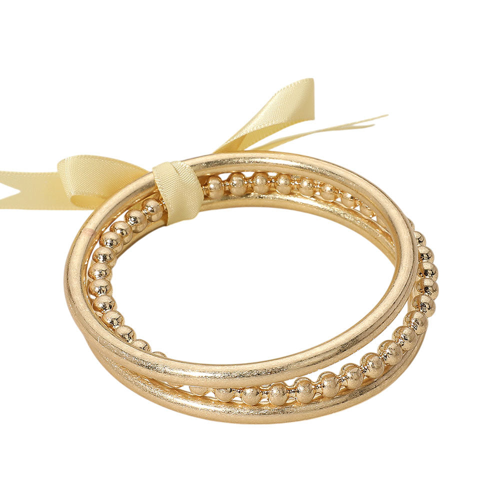 iLLASPARKZ 3PCS - Brushed Metal Multi Layered Bangle Bracelets