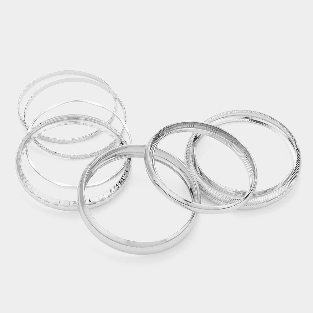 10PCS - Metal Multi Layered Bangle Bracelets