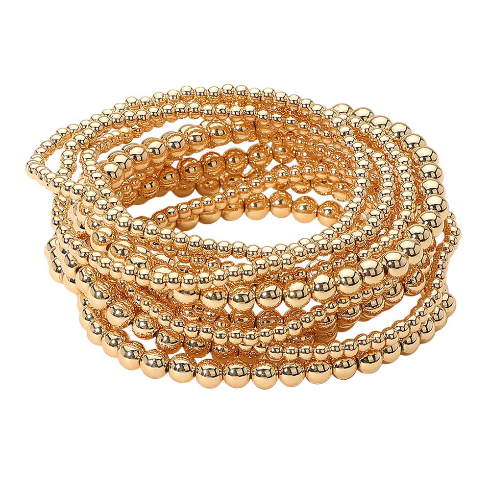 iLLASPARKZ 10PCS - Metal Ball Beaded Stretch Multi Layered Bracelets