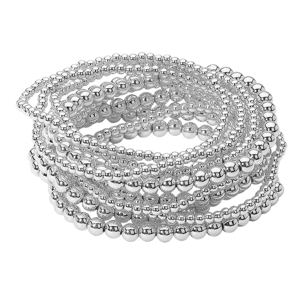 iLLASPARKZ 10PCS - Metal Ball Beaded Stretch Multi Layered Bracelets