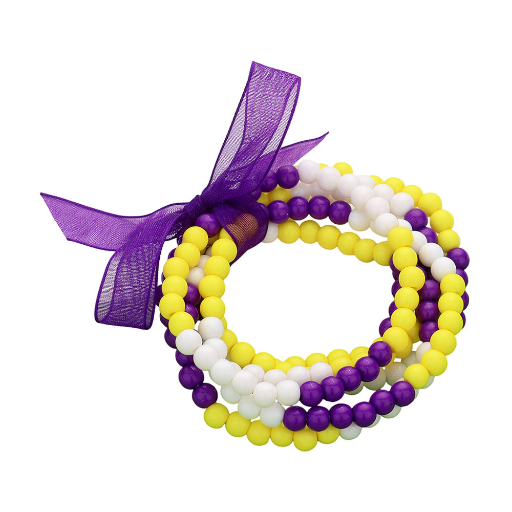 iLLASPARKZ 6PCS - Game Day Beaded Stretch Bracelets