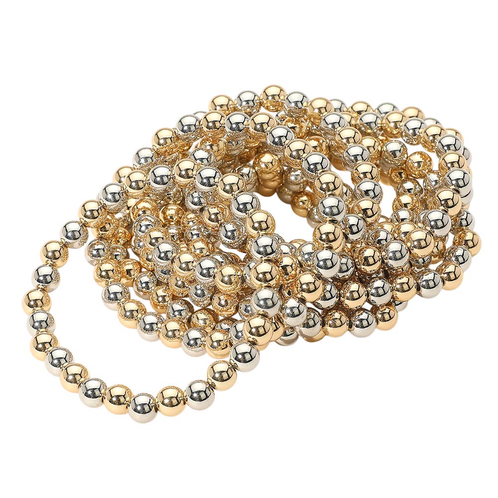 iLLASPARKZ 10PCS - Metal Ball Beaded Stretch Multi Layered Bracelets