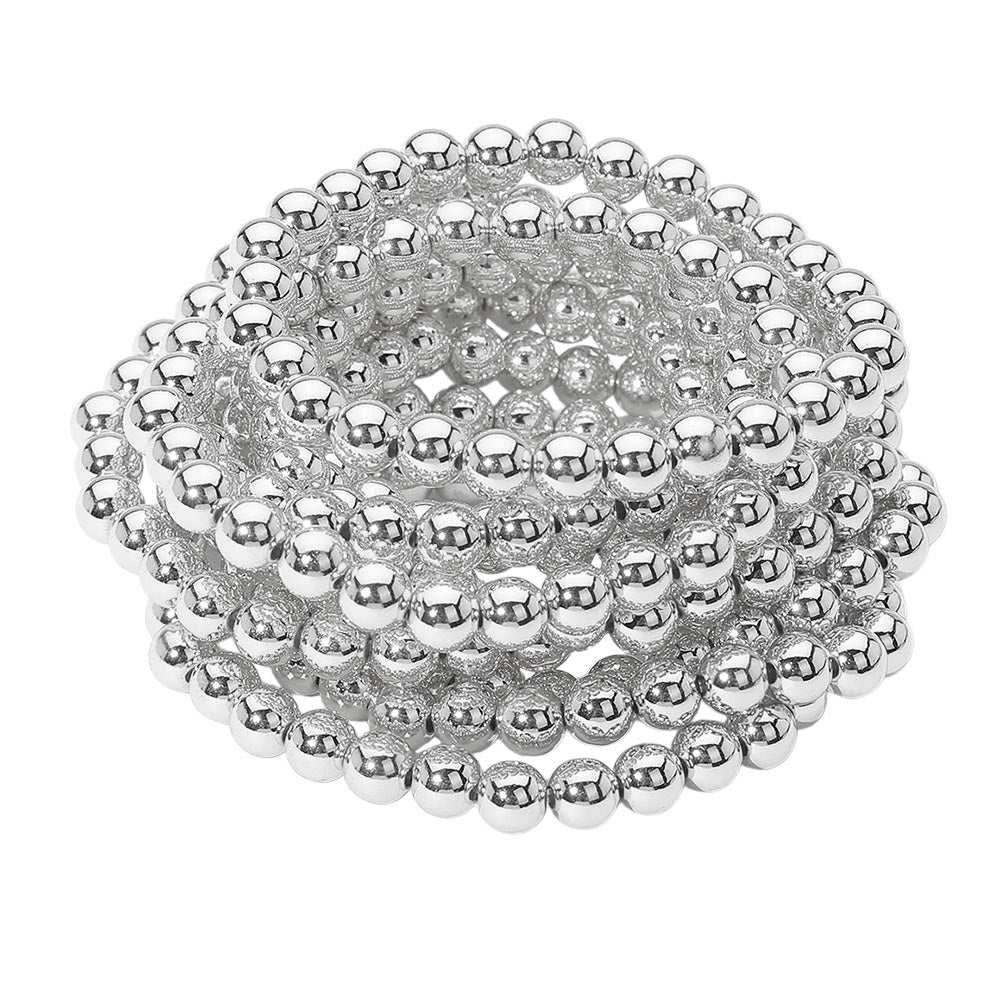 iLLASPARKZ 10PCS - Metal Ball Beaded Stretch Multi Layered Bracelets