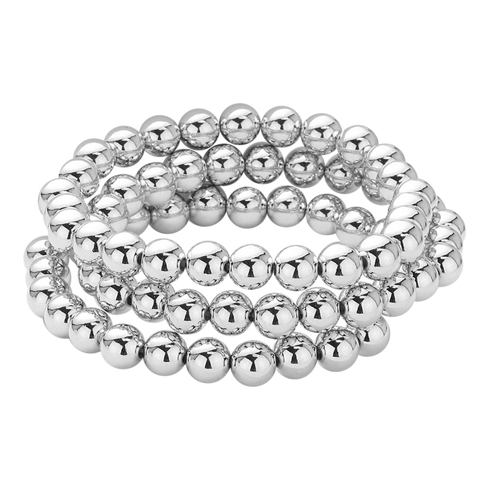 iLLASPARKZ 3PCS - Metal Ball Beaded Stretch Multi Layered Bracelets