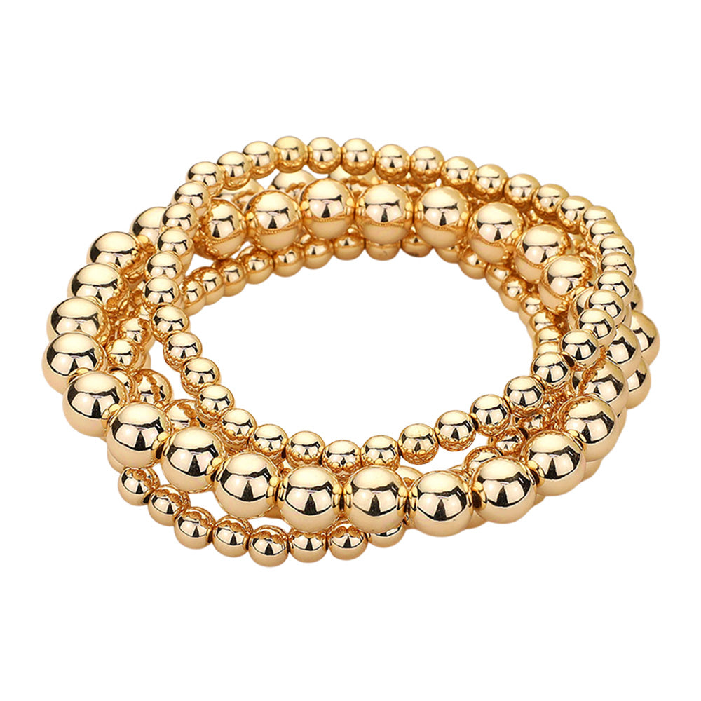 iLLASPARKZ 4PCS - Metal Ball Stretch Multi Layered Bracelets