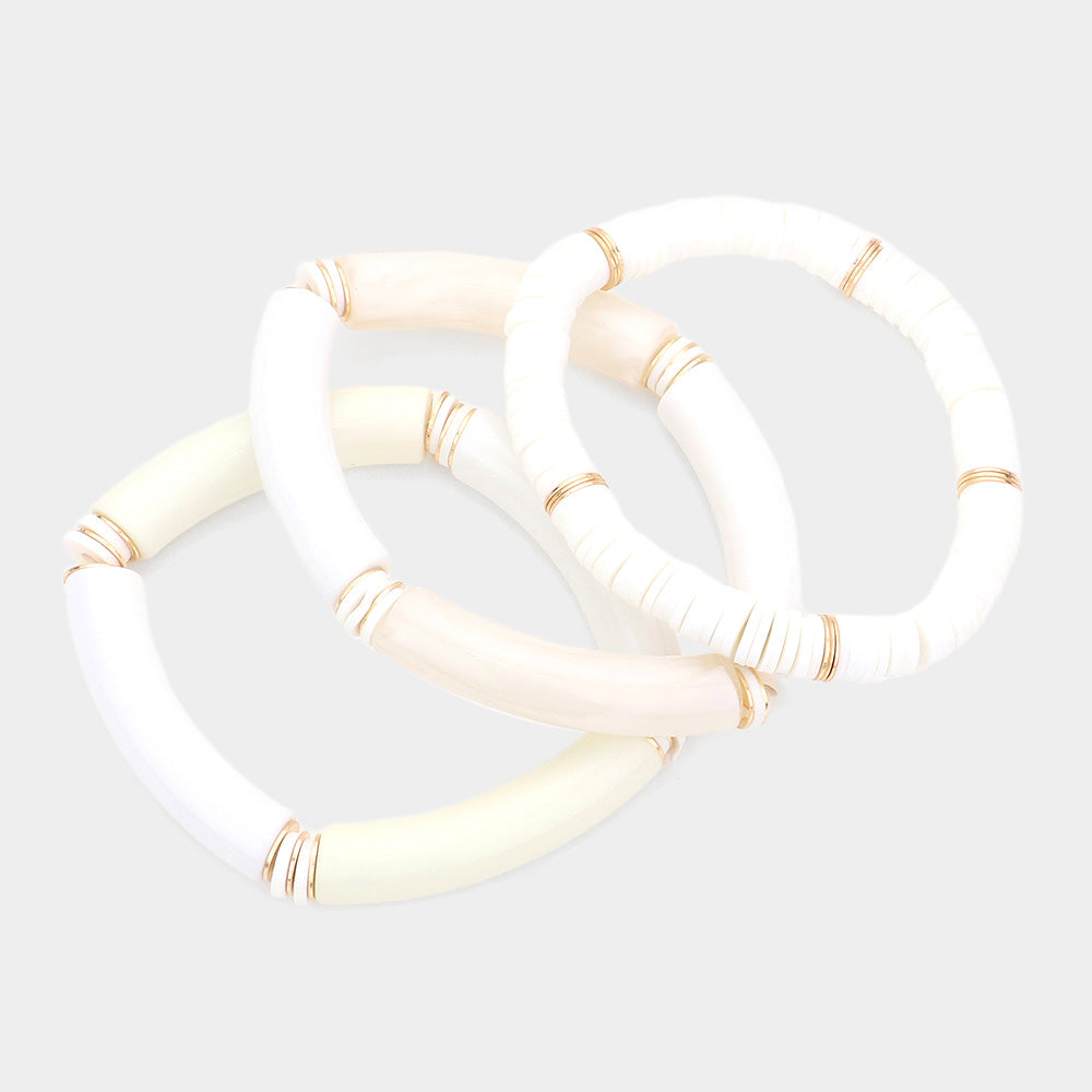 iLLASPARKZ 3PCS - Resin Heish Beaded Stretch Bracelets