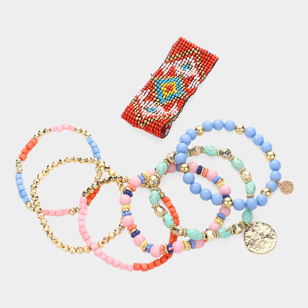 iLLASPARKZ 7PCS - Boho Stretch Multi Layered Bracelets