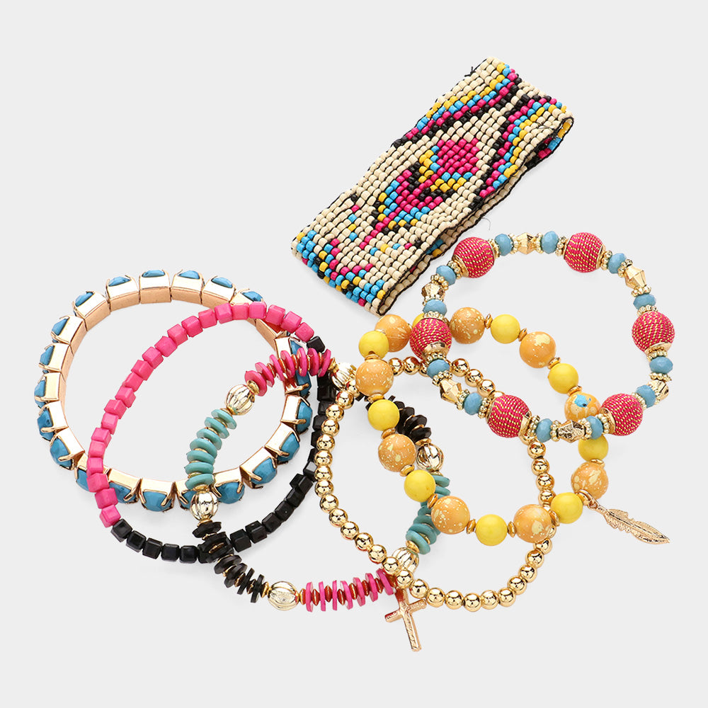 iLLASPARKZ 7PCS - Boho Stretch Multi Layered Bracelets