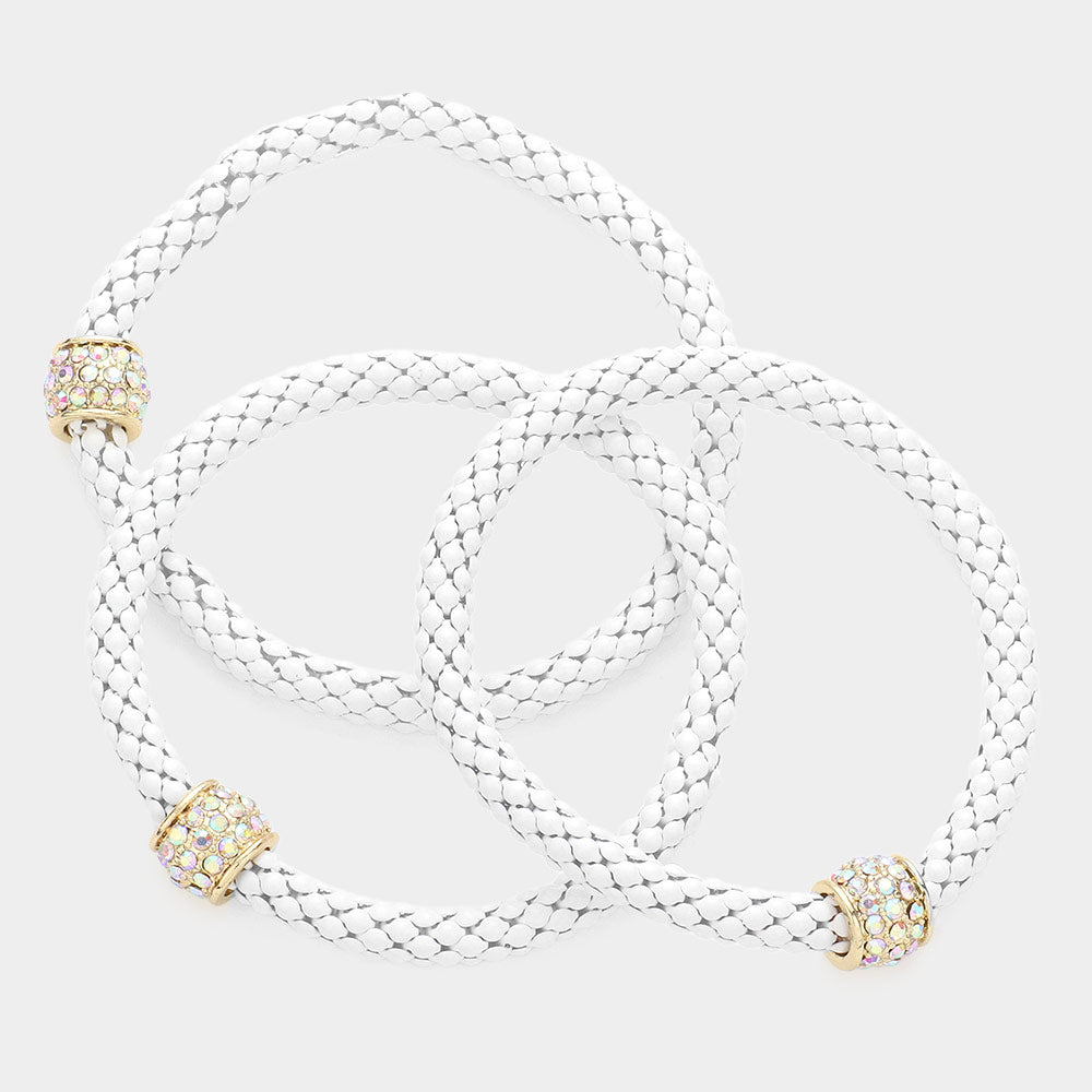 iLLASPARKZ 3PCS - Rhinestone Embellished Metal Stretch Bracelets