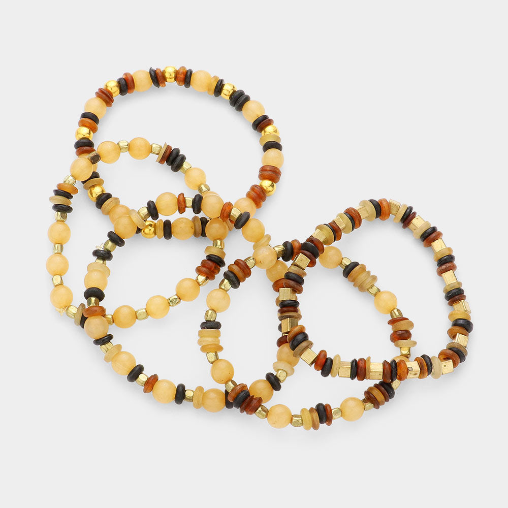 iLLASPARKZ 5PCS - Horn Beaded Stretch Bracelets