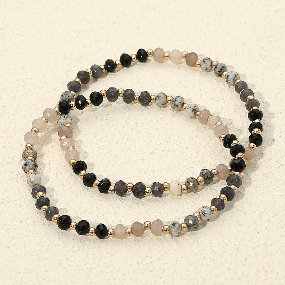 iLLASPARKZ 2PCS - Faceted Beaded Stretch Multi Layered Bracelets