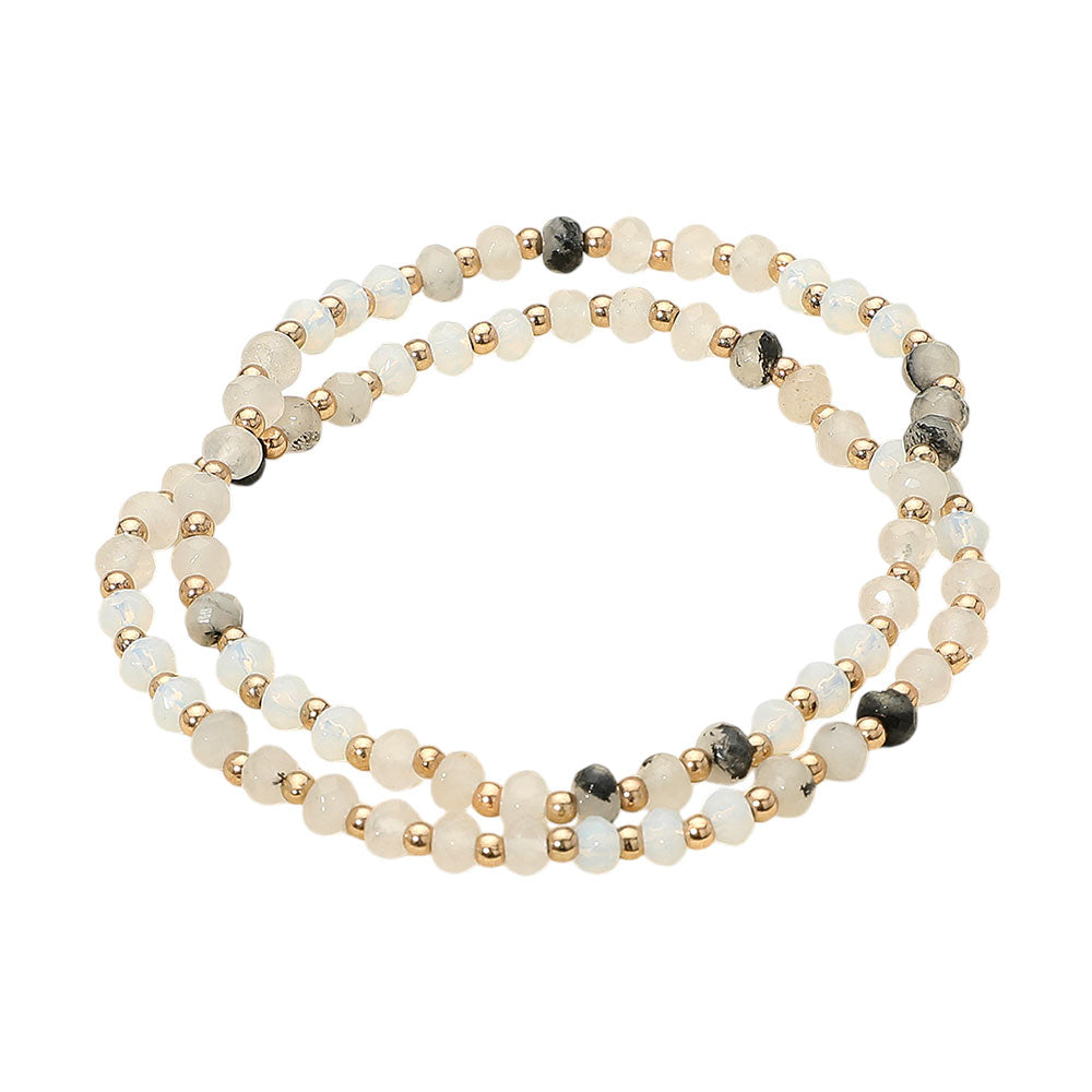 iLLASPARKZ 2PCS - Faceted Beaded Stretch Multi Layered Bracelets