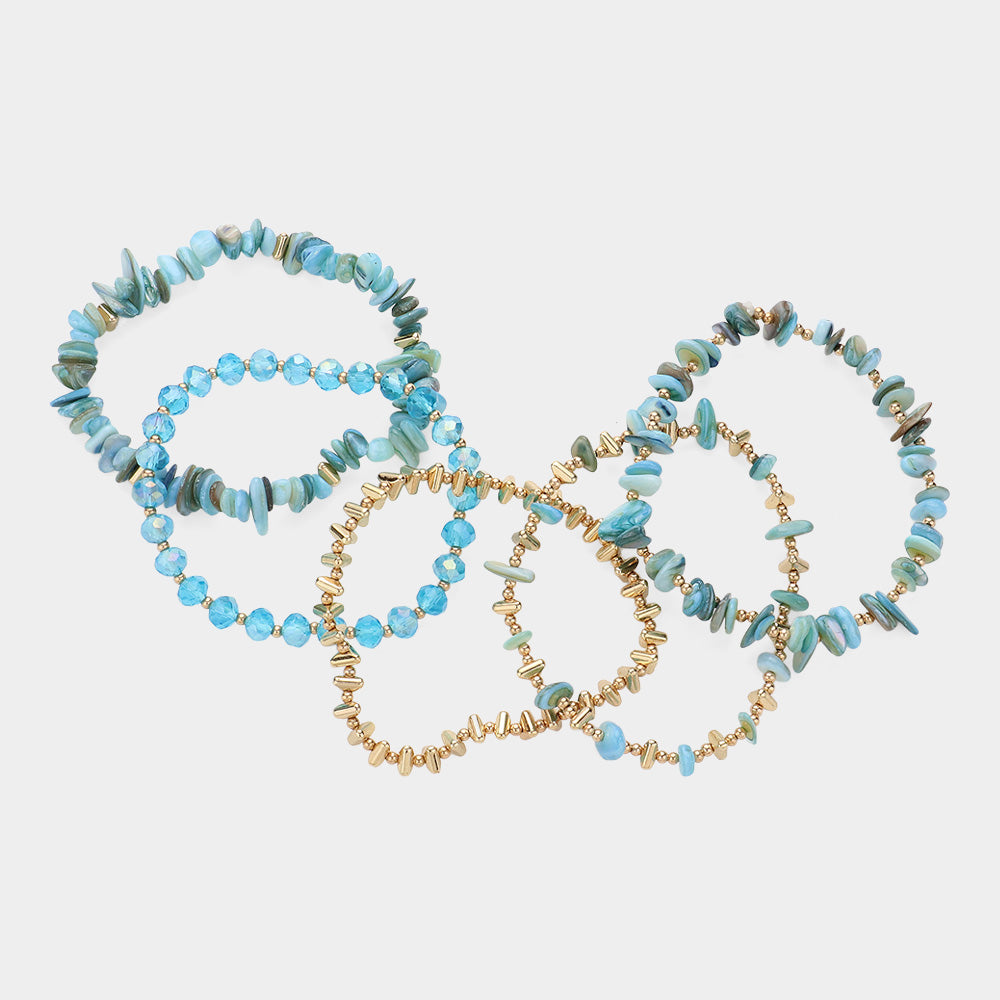iLLASPARKZ 5PCS - Natural Stone Beaded Multi Layered Stretch Bracelets