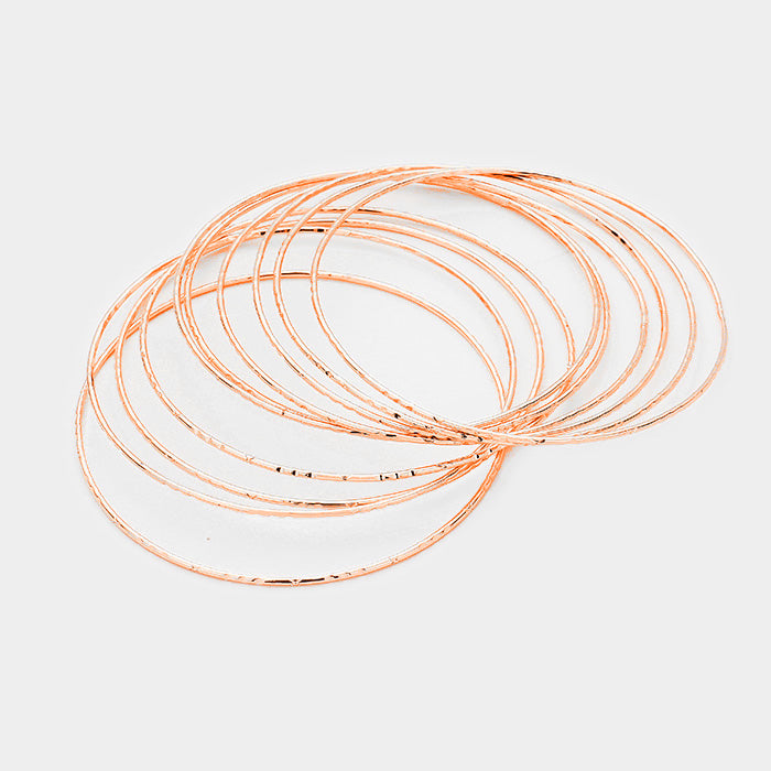 iLLASPARKZ 10PCS Textured Metal Bangle Bracelets