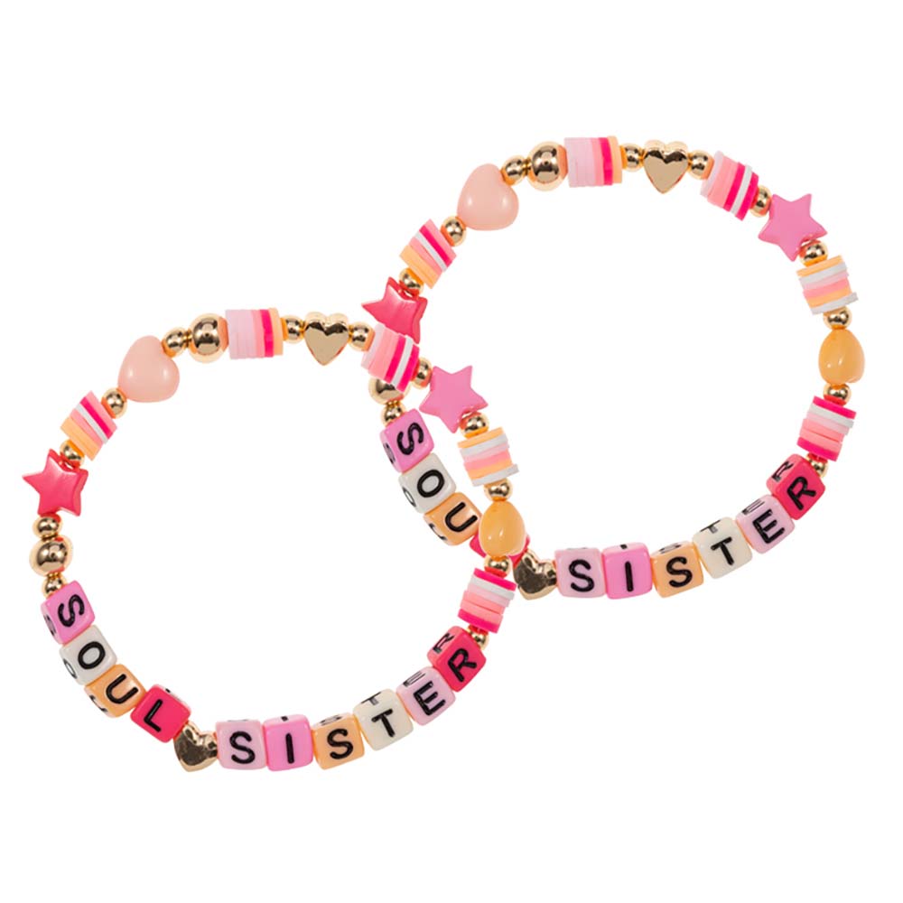iLLASPARKZ 2PCS - SOUL SISTER Star Heart Heishi Beaded Stretch Bracelets