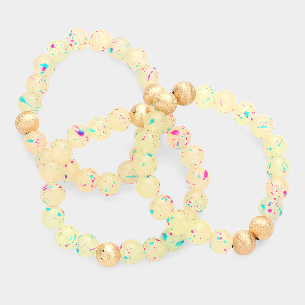 iLLASPARKZ 3PCS - Paint Splash Beaded Stretch Bracelets