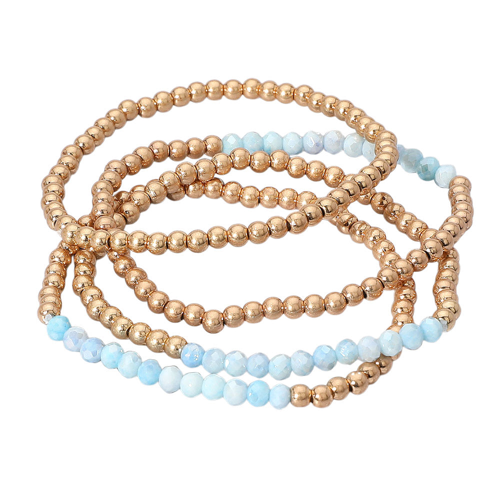 iLLASPARKZ 4PCS - Faceted Beaded Stretch Multi Layered Bracelets