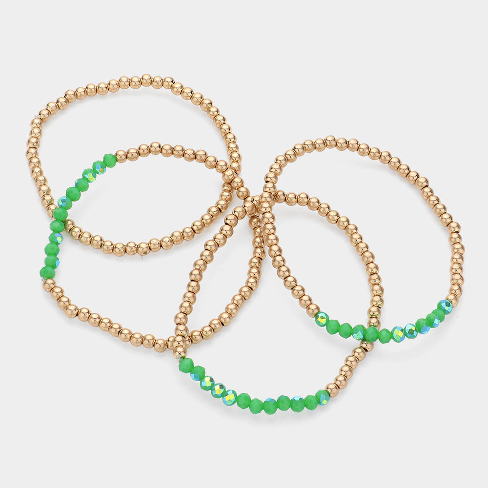 iLLASPARKZ 4PCS - Faceted Beaded Stretch Multi Layered Bracelets