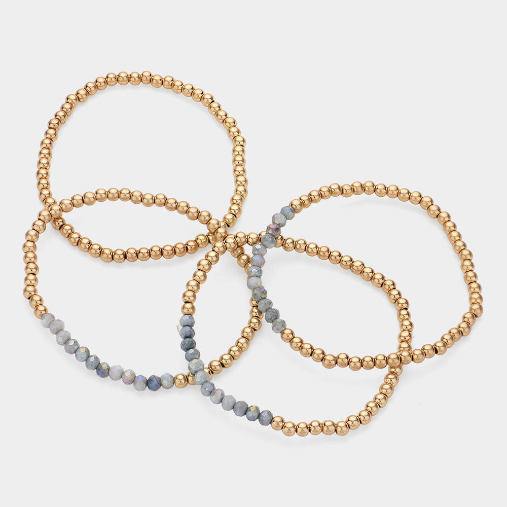 iLLASPARKZ 4PCS - Faceted Beaded Stretch Multi Layered Bracelets