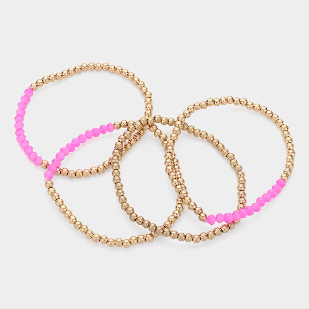 iLLASPARKZ 4PCS - Faceted Beaded Stretch Multi Layered Bracelets
