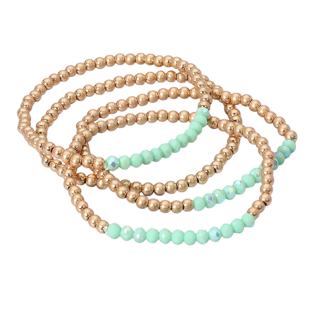iLLASPARKZ 4PCS - Faceted Beaded Stretch Multi Layered Bracelets