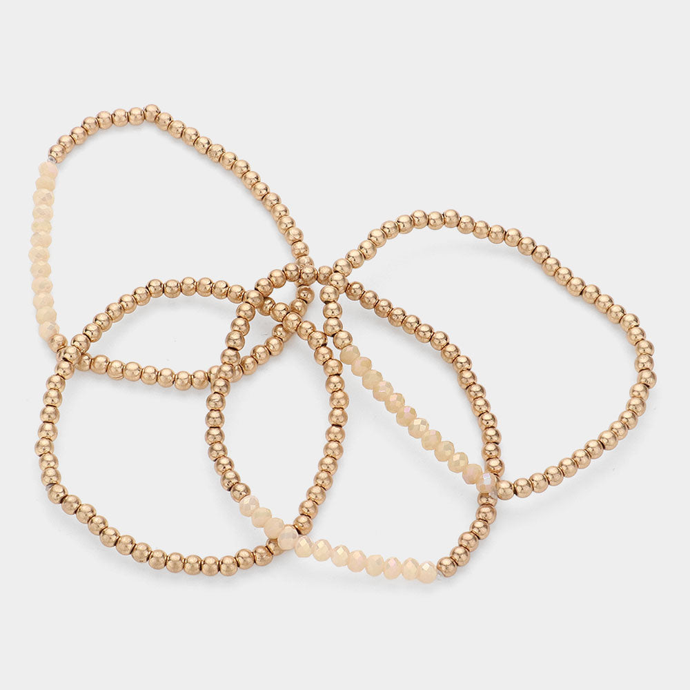 iLLASPARKZ 4PCS - Faceted Beaded Stretch Multi Layered Bracelets