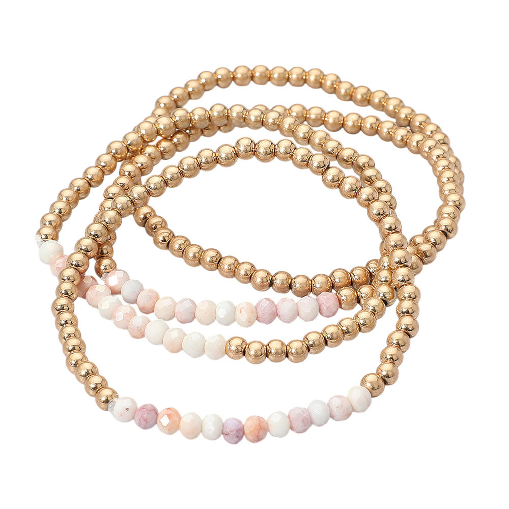 iLLASPARKZ 4PCS - Faceted Beaded Stretch Multi Layered Bracelets