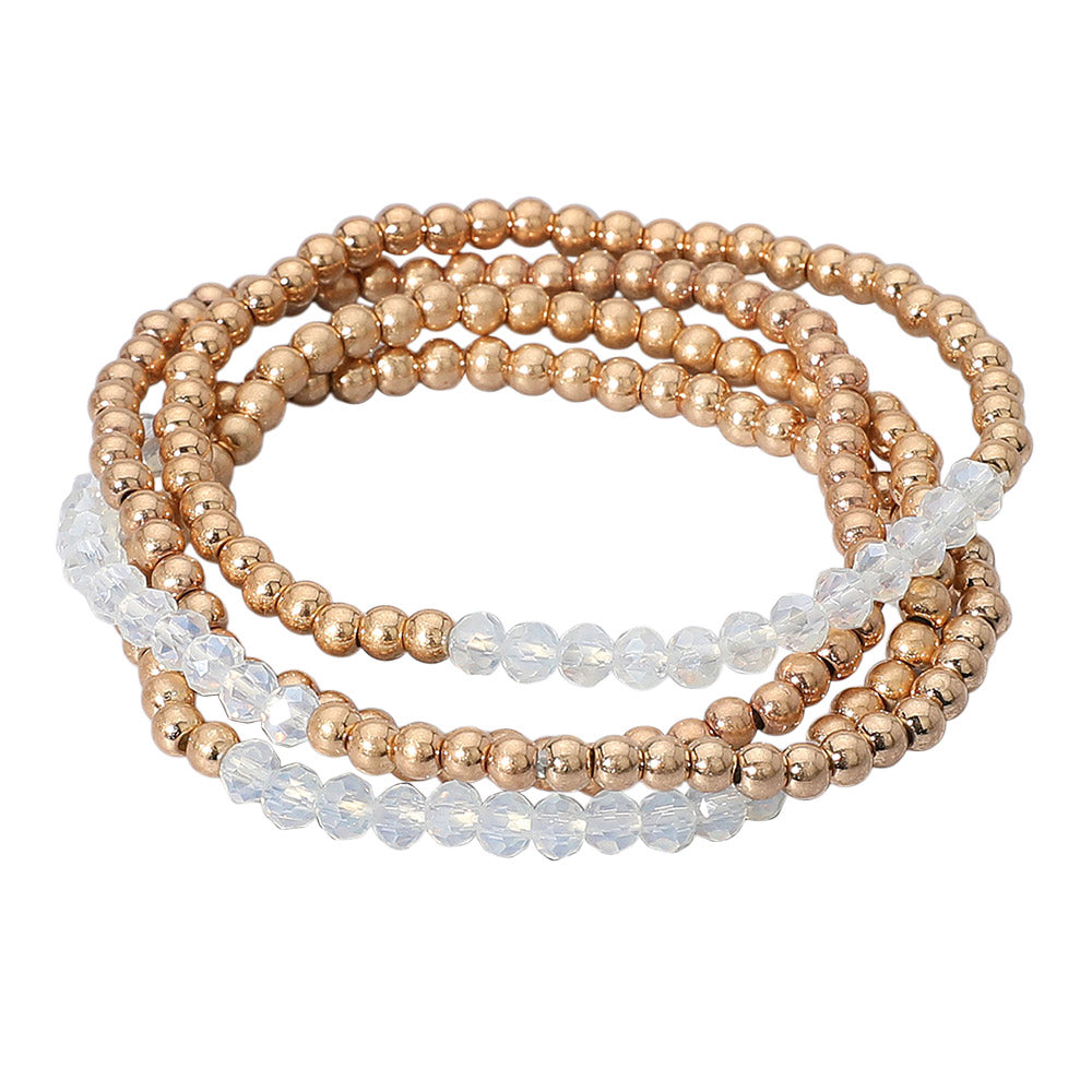 iLLASPARKZ 4PCS - Faceted Beaded Stretch Multi Layered Bracelets