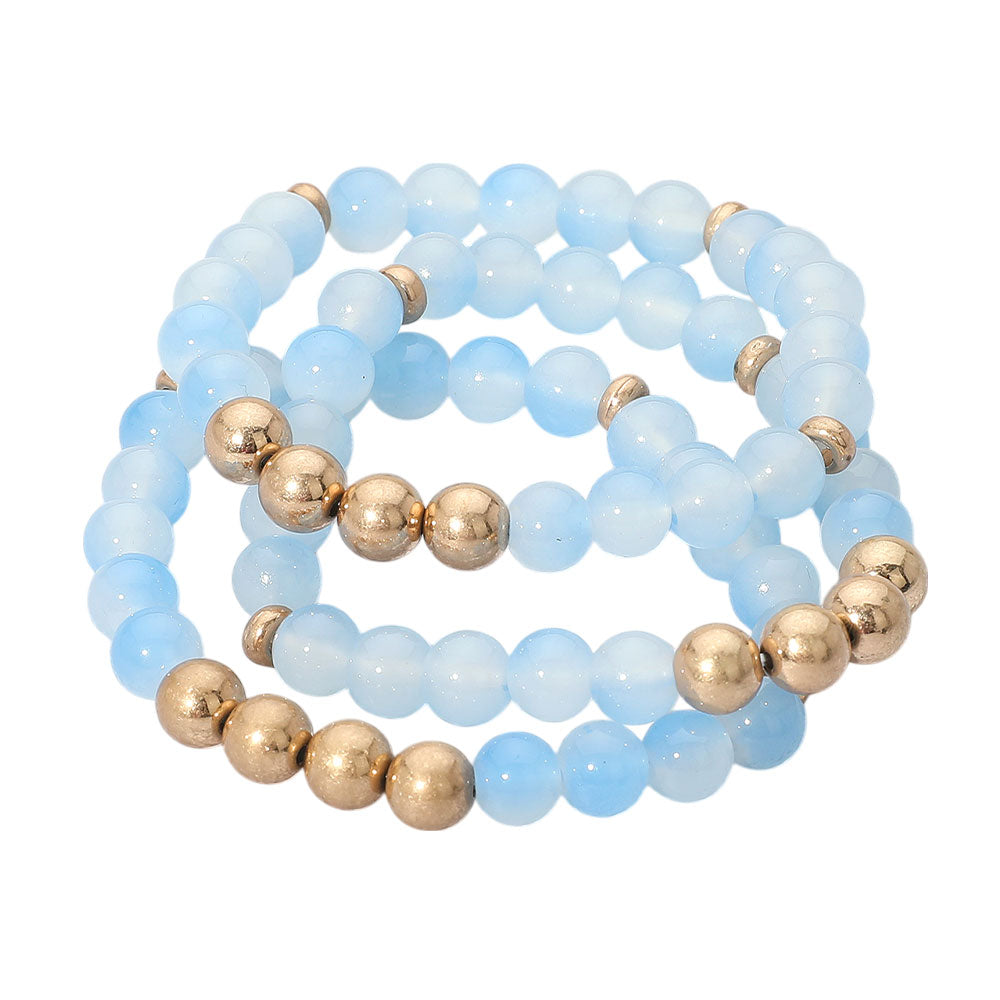 iLLASPARKZ 3PCS - Metal Ball Pointed Beaded Stretch Multi Layered Bracelets