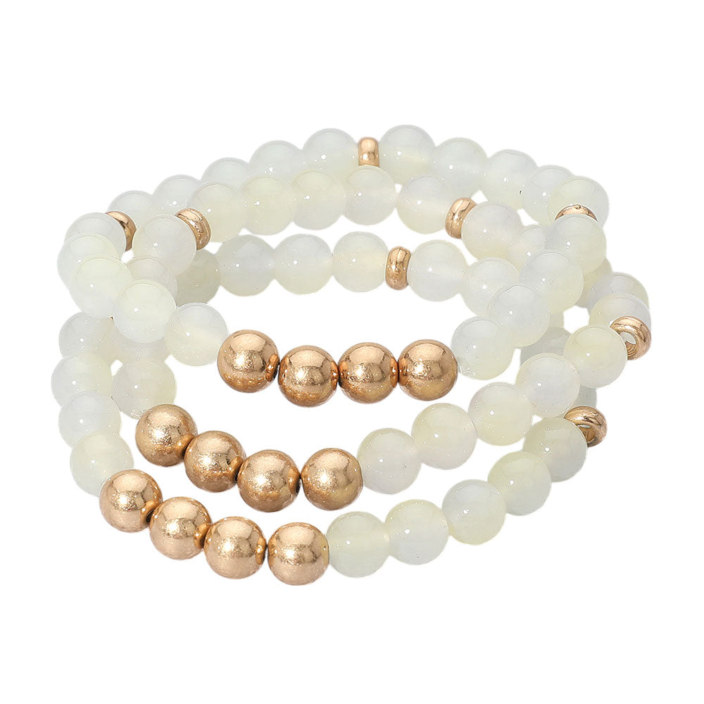 iLLASPARKZ 3PCS - Metal Ball Pointed Beaded Stretch Multi Layered Bracelets
