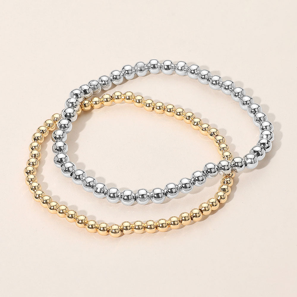 iLLASPARKZ SECRET BOX_2PCS Polished Bubble Beaded Stretch Multi Layered Bracelets