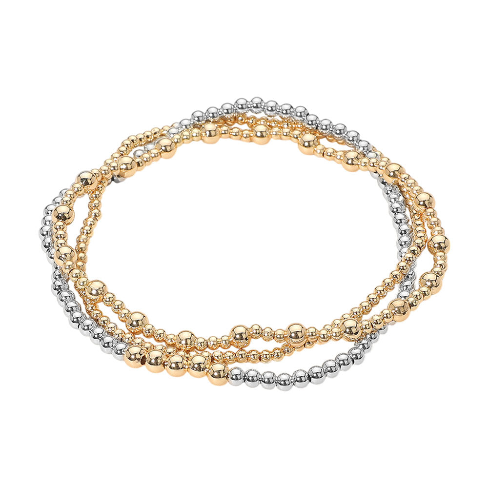 iLLASPARKZ SECET BOX_3PCS Metal Bubble Beaded Stretch Multi Layered Bracelets