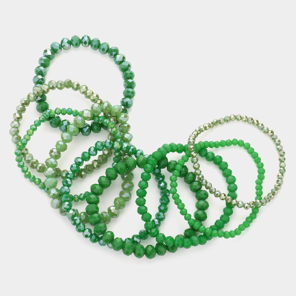 iLLASPARKZ 9PCS - Faceted Bead Stretch Bracelets
