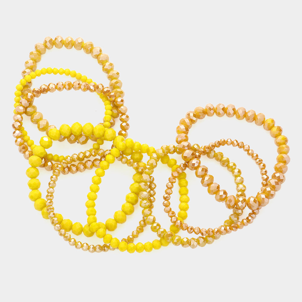 iLLASPARKZ 9PCS - Faceted Bead Stretch Bracelets