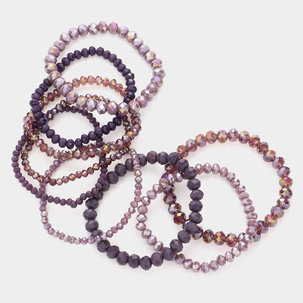 iLLASPARKZ 9PCS - Faceted Bead Stretch Bracelets