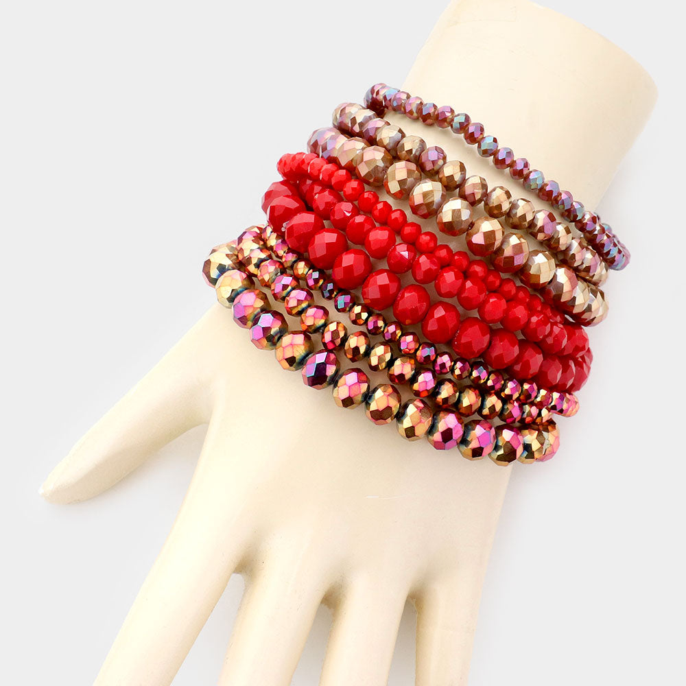 iLLASPARKZ 9PCS - Faceted Bead Stretch Bracelets