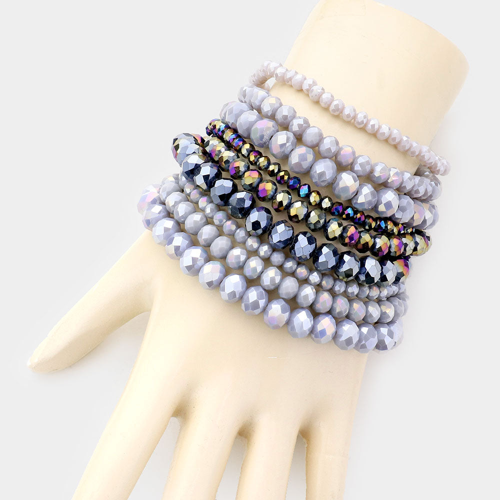 iLLASPARKZ 9PCS - Faceted Bead Stretch Bracelets
