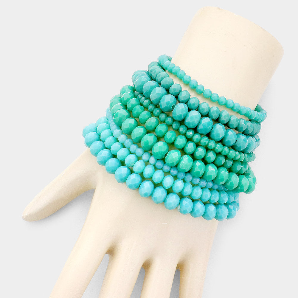 iLLASPARKZ 9PCS - Faceted Bead Stretch Bracelets