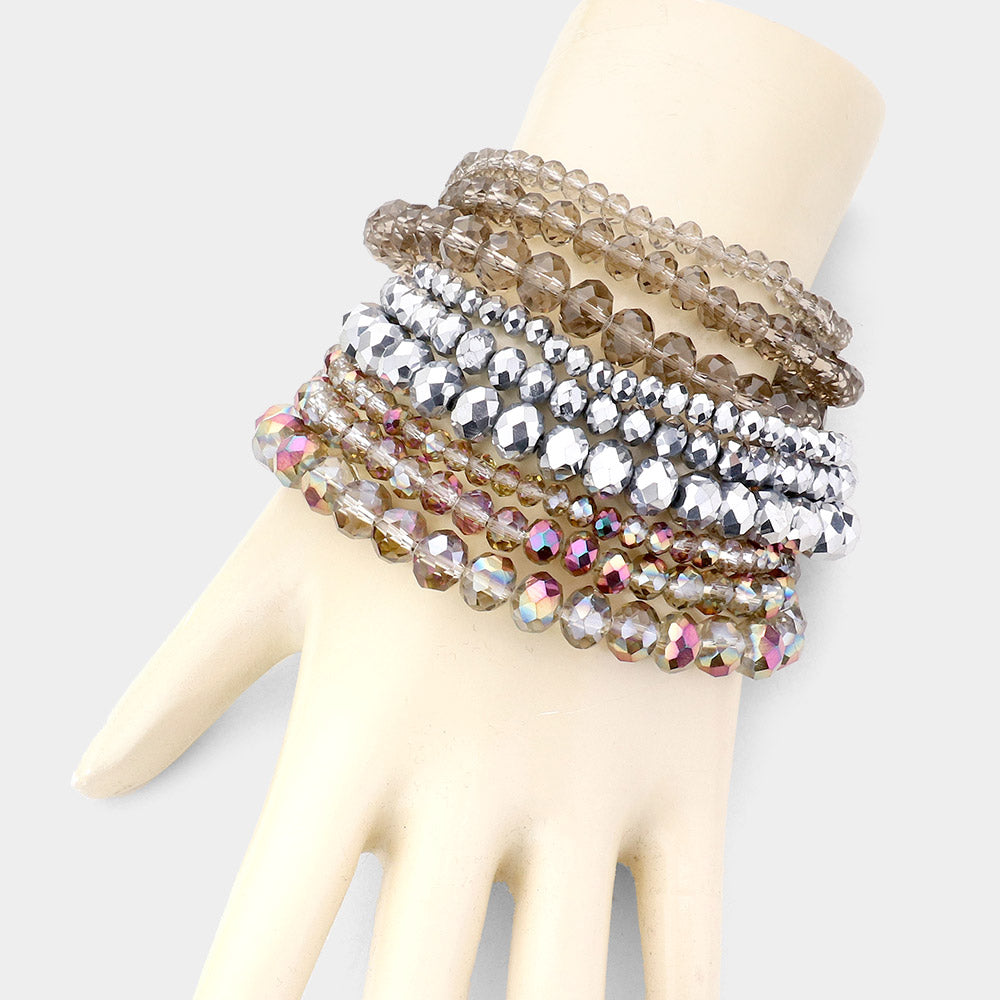 iLLASPARKZ 9PCS - Faceted Bead Stretch Bracelets