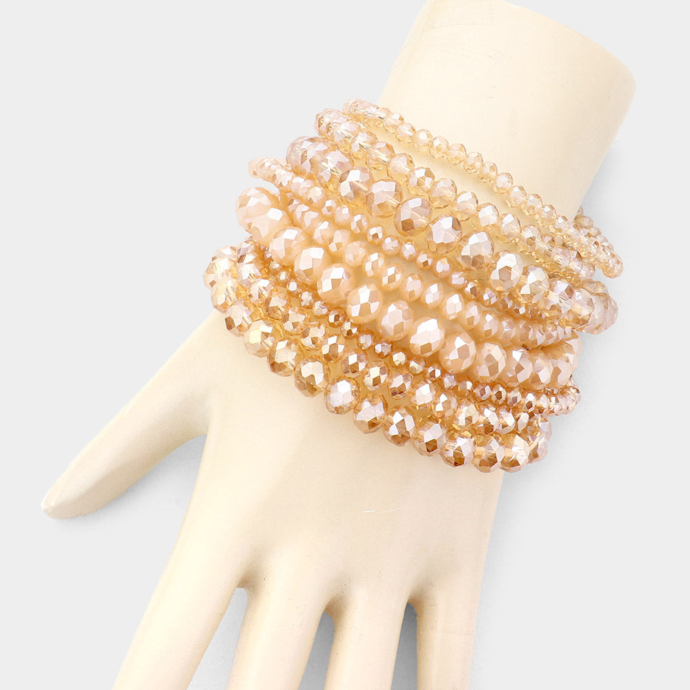 iLLASPARKZ 9PCS - Faceted Bead Stretch Bracelets