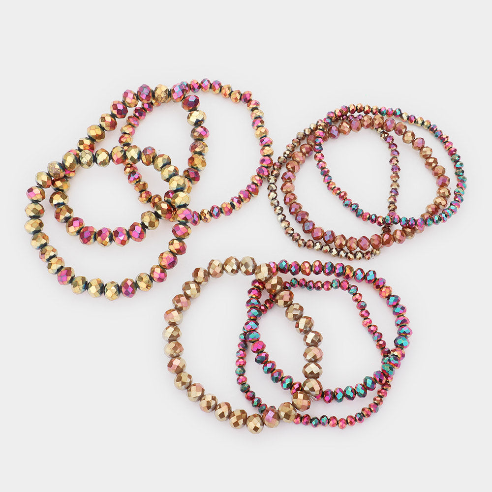 iLLASPARKZ 9PCS - Faceted Bead Stretch Bracelets