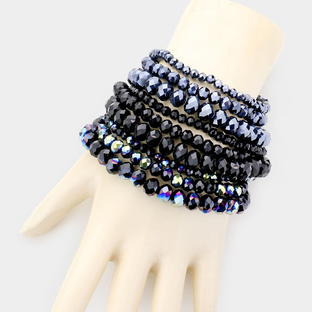 iLLASPARKZ 9PCS - Faceted Bead Stretch Bracelets