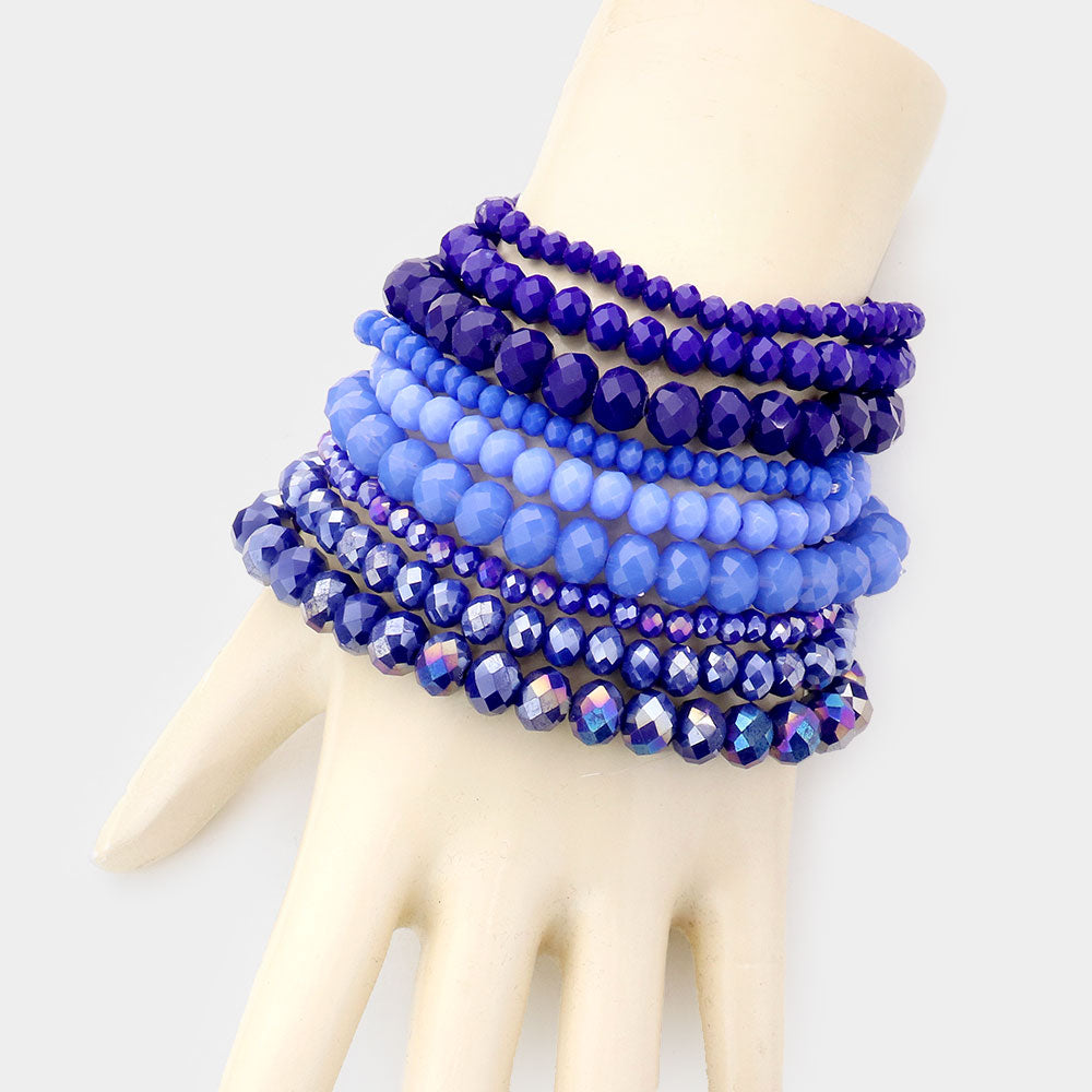 iLLASPARKZ 9PCS - Faceted Bead Stretch Bracelets