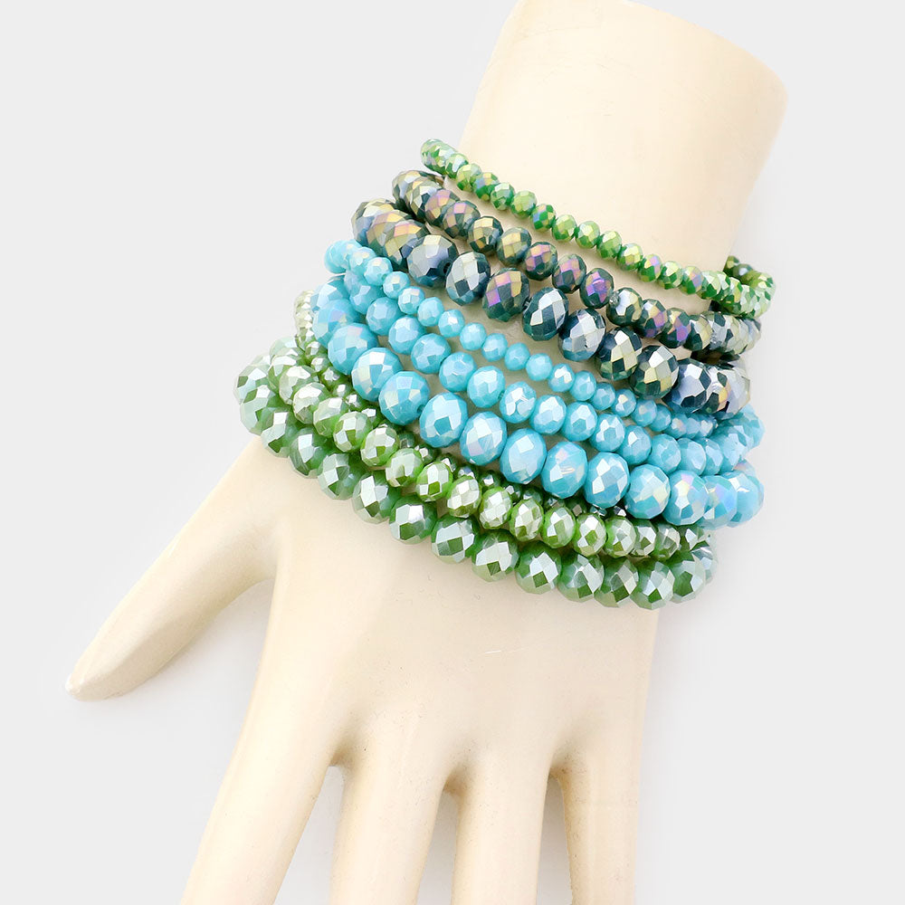 iLLASPARKZ 9PCS - Faceted Bead Stretch Bracelets