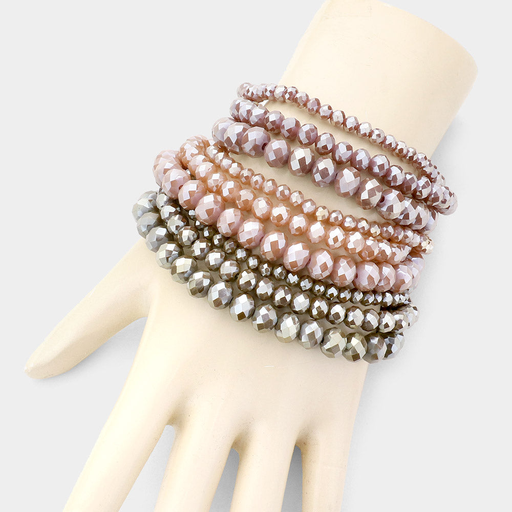 iLLASPARKZ 9PCS - Faceted Bead Stretch Bracelets