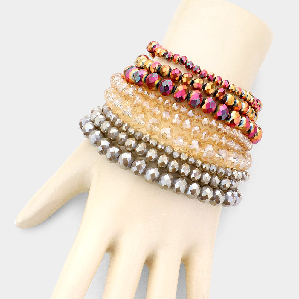 iLLASPARKZ 9PCS - Faceted Bead Stretch Bracelets